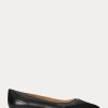 Ballerines plates en cuir bruni Loraine de Ralph Lauren noires pour femmes Ballerines plates en cuir bruni Loraine de Ralph Lauren noires pour femmes