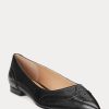 Ballerines plates en cuir bruni Loraine de Ralph Lauren noires pour femmes Ballerines plates en cuir bruni Loraine de Ralph Lauren noires pour femmes