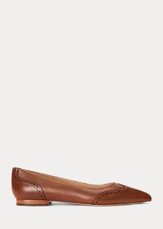 Ballerines plates en cuir bruni Loraine de Ralph Lauren pour femmes