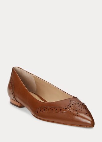 Ballerines plates en cuir bruni Loraine de Ralph Lauren pour femmes