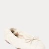Ballerines plates en cuir d&rsquo;agneau matelassé Ralph Lauren crème pour femmes