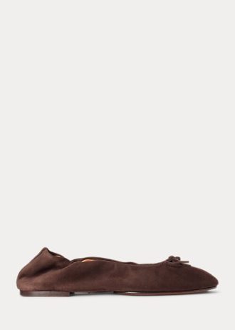 Ballerines plates en daim marron Ralph Lauren pour femme