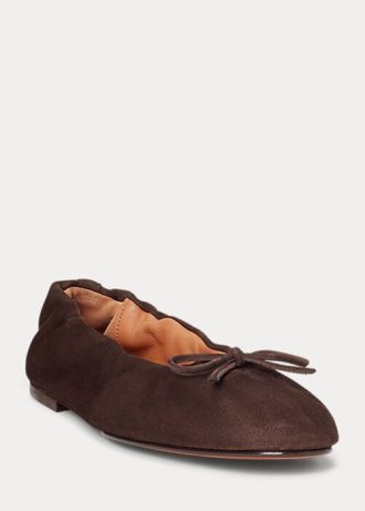 Ballerines plates en daim marron Ralph Lauren pour femme