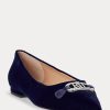 Ballerines plates en velours bleu marine Ralph Lauren Lilah pour femmes Ballerines plates en velours bleu marine Ralph Lauren Lilah pour femmes
