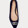Ballerines plates en velours bleu marine Ralph Lauren Lilah pour femmes Ballerines plates en velours bleu marine Ralph Lauren Lilah pour femmes