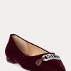 Ballerines plates en velours bordeaux Ralph Lauren Lilah pour femmes