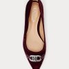 Ballerines plates en velours bordeaux Ralph Lauren Lilah pour femmes