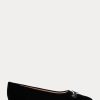 Ballerines plates en velours noir Ralph Lauren Lilah pour femmes Ballerines plates en velours noir Ralph Lauren Lilah pour femmes