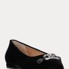 Ballerines plates en velours noir Ralph Lauren Lilah pour femmes Ballerines plates en velours noir Ralph Lauren Lilah pour femmes