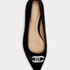 Ballerines plates en velours noir Ralph Lauren Lilah pour femmes Ballerines plates en velours noir Ralph Lauren Lilah pour femmes