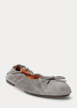 Ballerines plates grises Ralph Lauren The Suede Pony pour femmes