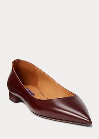 Ballerines plates marron en cuir de veau Kendrya pour femme Ralph Lauren
