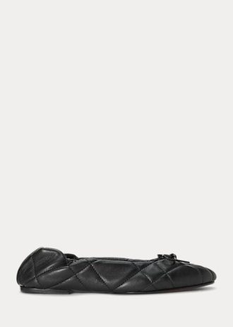 Ballerines plates noires en cuir d&rsquo;agneau matelassé Ralph Lauren pour femmes