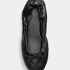 Ballerines plates noires en cuir d&rsquo;agneau matelassé Ralph Lauren pour femmes