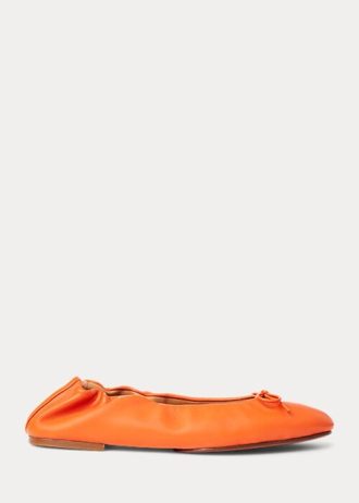Ballerines plates orange Ralph Lauren The Pony pour femmes