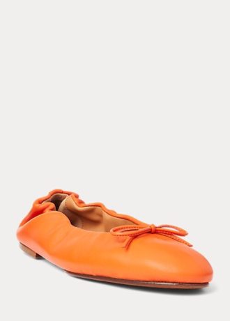 Ballerines plates orange Ralph Lauren The Pony pour femmes
