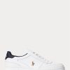 Baskets basses en cuir Ralph Lauren Court blanches/bleu marine pour homme