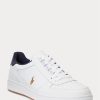 Baskets basses en cuir Ralph Lauren Court blanches/bleu marine pour homme