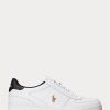 Baskets basses en cuir Ralph Lauren Court blanches/noires pour homme
