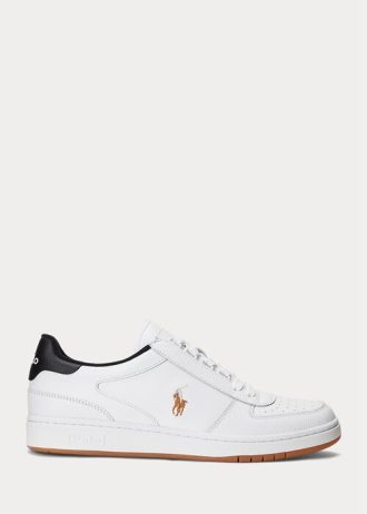 Baskets basses en cuir Ralph Lauren Court blanches/noires pour homme