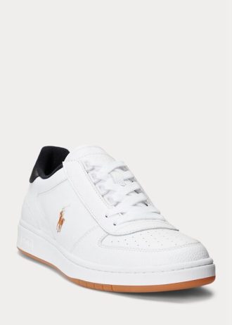 Baskets basses en cuir Ralph Lauren Court blanches/noires pour homme