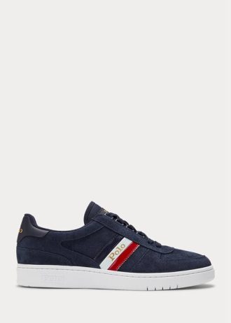 Baskets basses en daim bleu marine Ralph Lauren Court pour homme