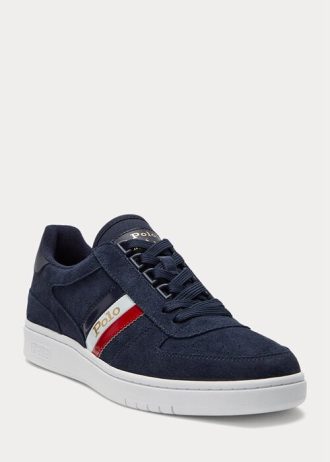 Baskets basses en daim bleu marine Ralph Lauren Court pour homme