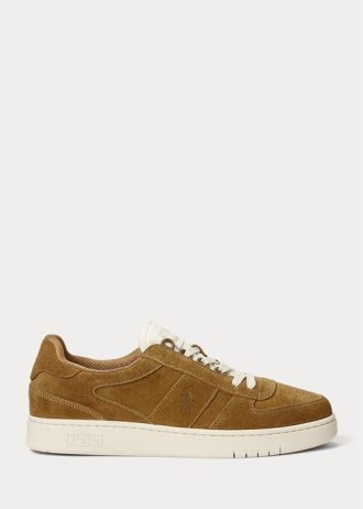 Baskets basses en daim marron Ralph Lauren Court pour homme