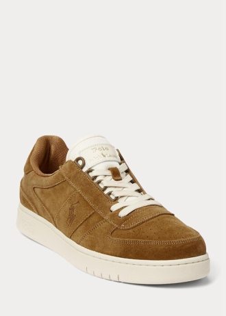 Baskets basses en daim marron Ralph Lauren Court pour homme