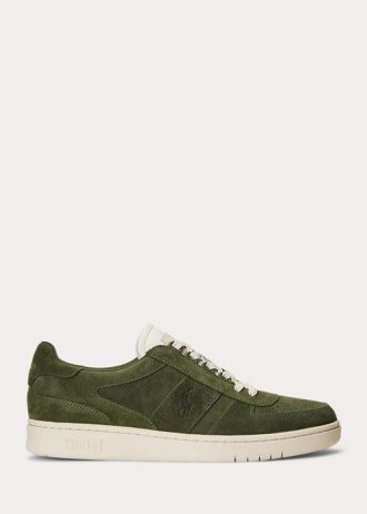 Baskets basses en daim olive Ralph Lauren Court pour homme
