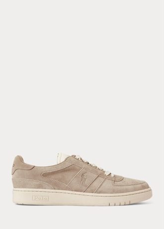 Baskets basses en daim Ralph Lauren Court pour homme, kaki