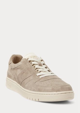 Baskets basses en daim Ralph Lauren Court pour homme, kaki