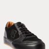 Baskets basses noires en daim et cuir Ralph Lauren Jinett pour femmes Baskets basses noires en daim et cuir Ralph Lauren Jinett pour femmes
