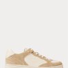 Baskets beiges en cuir et daim Ralph Lauren Court pour homme