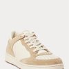 Baskets beiges en cuir et daim Ralph Lauren Court pour homme