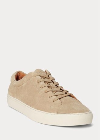 Baskets beiges en daim Ralph Lauren Jermain pour homme