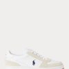 Baskets blanches/bleu marine en cuir et daim pour homme Ralph Lauren Court Baskets blanches/bleu marine en cuir et daim pour homme Ralph Lauren Court