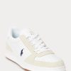 Baskets blanches/bleu marine en cuir et daim pour homme Ralph Lauren Court Baskets blanches/bleu marine en cuir et daim pour homme Ralph Lauren Court