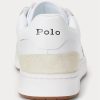 Baskets blanches/bleu marine en cuir et daim pour homme Ralph Lauren Court Baskets blanches/bleu marine en cuir et daim pour homme Ralph Lauren Court
