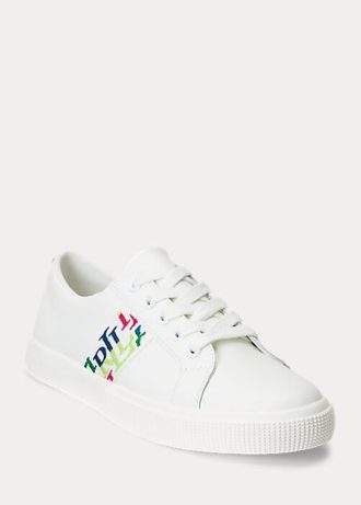 Baskets blanches en cuir nappa Janson III de Ralph Lauren pour femmes
