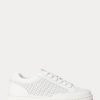 Baskets blanches en cuir perforé Ralph Lauren Hailey pour femmes Baskets blanches en cuir perforé Ralph Lauren Hailey pour femmes