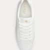 Baskets blanches en cuir perforé Ralph Lauren Hailey pour femmes Baskets blanches en cuir perforé Ralph Lauren Hailey pour femmes