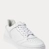 Baskets blanches en cuir Ralph Lauren Court pour femmes Baskets blanches en cuir Ralph Lauren Court pour femmes
