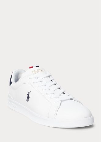 Baskets blanches en cuir Ralph Lauren Heritage Court II pour homme