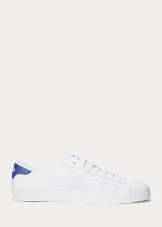 Baskets blanches en maille et cuir Nelson Ralph Lauren pour homme