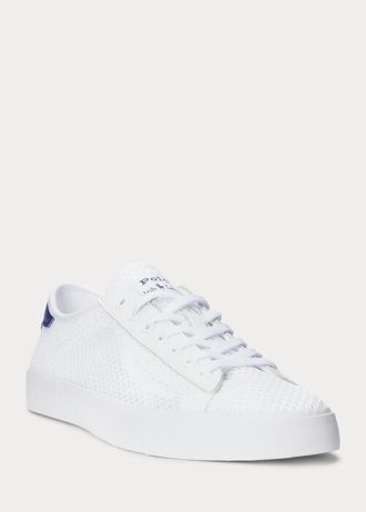 Baskets blanches en maille et cuir Nelson Ralph Lauren pour homme