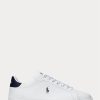 Baskets en cuir blanc/bleu marine Ralph Lauren Heritage Court II pour homme
