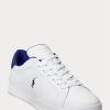Baskets en cuir blanc/bleu roi Ralph Lauren Heritage Court II pour homme Baskets en cuir blanc/bleu roi Ralph Lauren Heritage Court II pour homme