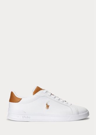 Baskets en cuir blanc/marron Ralph Lauren Heritage Court II pour homme