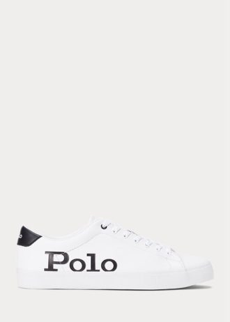 Baskets en cuir blanches et noires à logo Longwood pour homme Ralph Lauren